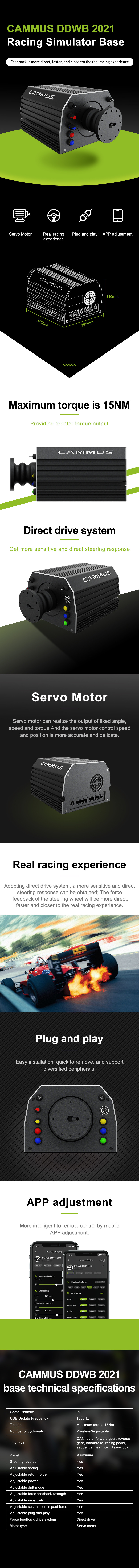 Cammus 15Nm Direct Drive Sim Car Racing Simulator