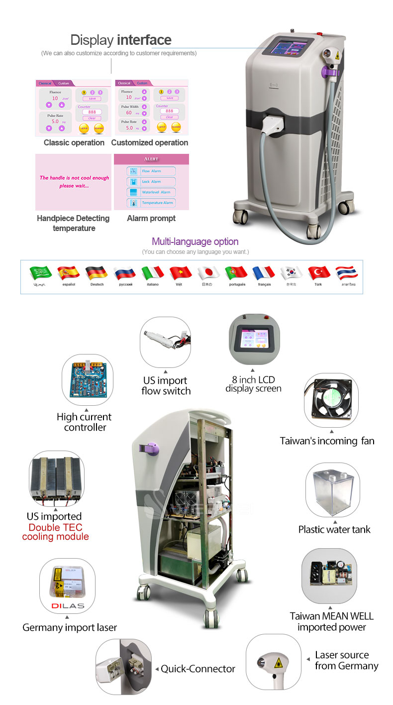 CE 2400W Painless Beauty Apparatus 808nm Diode Laser Hair Removal Machine