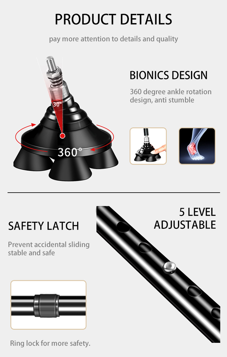 Hot Selling Home Care Folding Walking Cane Sticks With Led Light For Elder