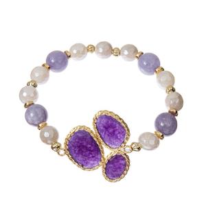 Quality Handcrafted Amethyst Charm Bracelet , Adjustable Size Healing Energy Bracelet wholesale