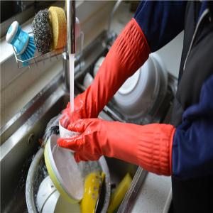 Quality Soft Extra Long Sleeve Rubber Gloves Length 380mm Flocklined Type wholesale