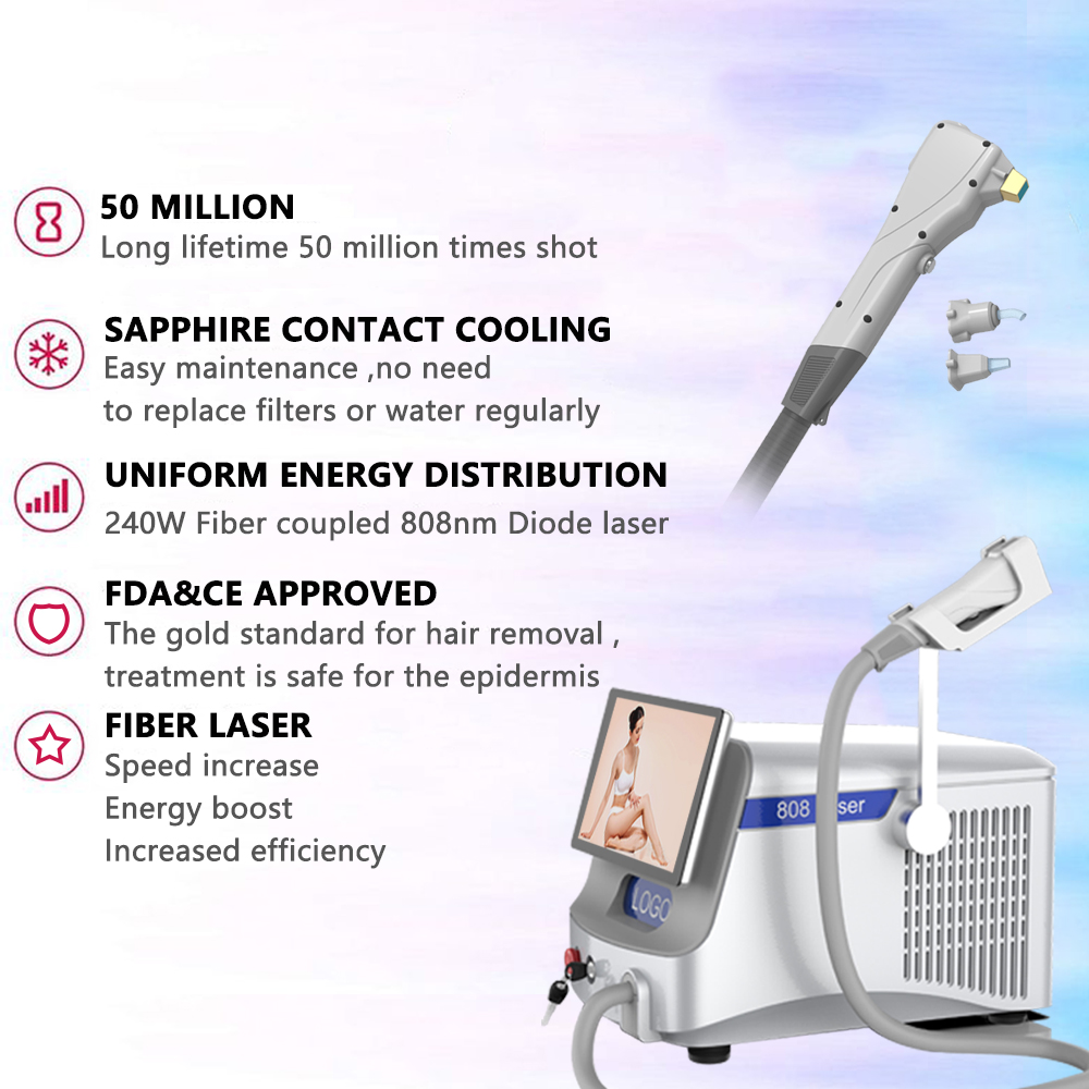 Permanent Fiber Laser Hair Removal Machine , Commercial 808nm Diode Laser Machine