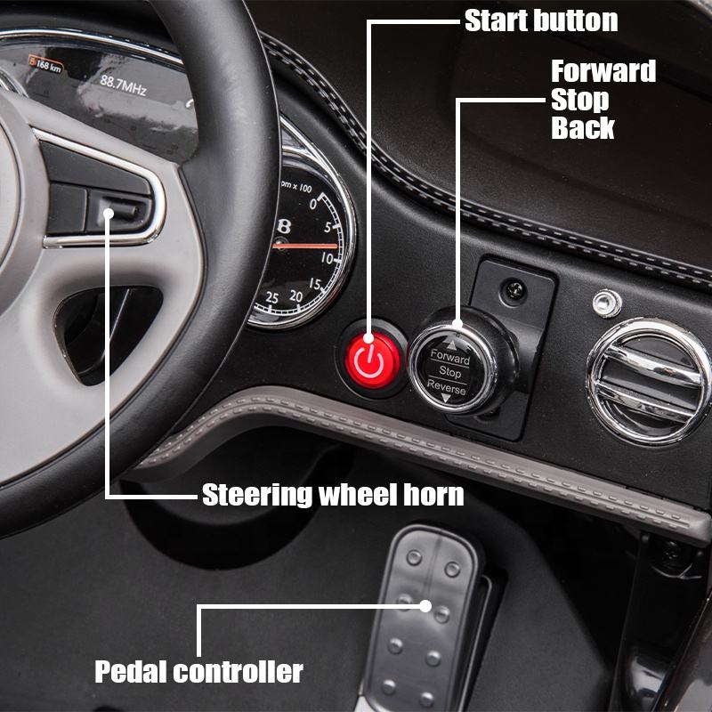12V Battery Operated Licensed Ride On Car with Remote Control and Leather Seat
