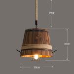 American Retro Wood Barrel Chandelier Restaurant Dining Room Pendant Lamps(WH-VP