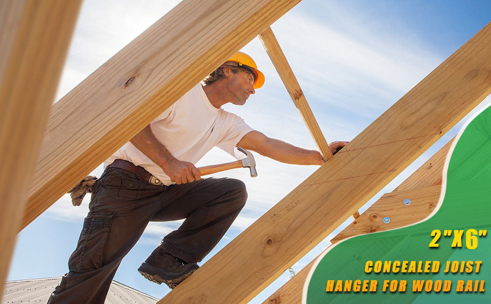 Concealed Joist Hangers 2"x6" Outdoor Trim Concealed Flanges Steel Concealed Mount Joist Hangers for 2"x6" Beam Swing