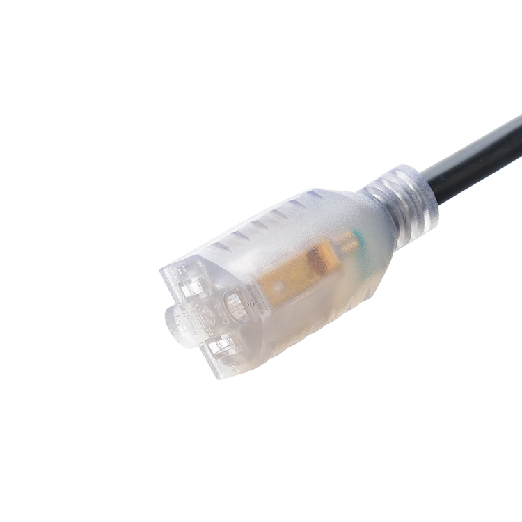 6 ft North American ETL 3 Pin Heavy Duty Outdoor Extension Cord with Lighted End Female End Type NEMA