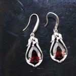 925 Silver Jewelry 8mmx10mm Pear Citrine Cubic Zircon Dangle Earrings (PSJ03222)