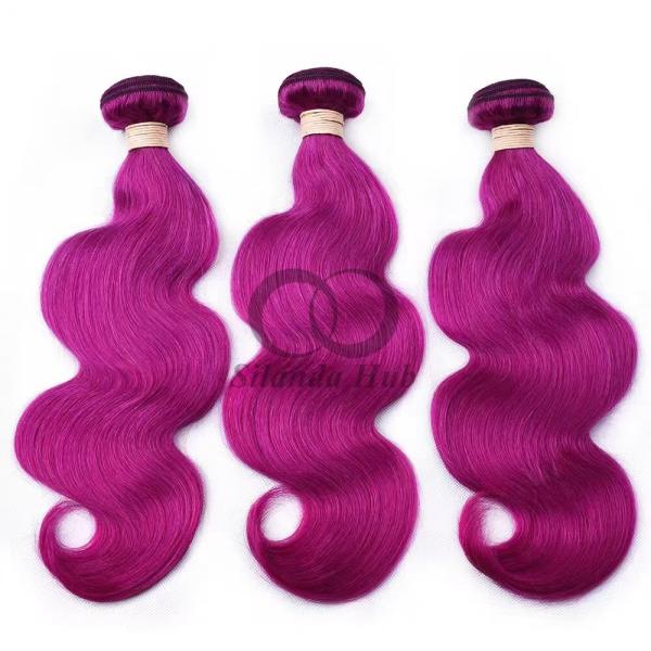 Purple Body Wave Remy Human Hair Bundles Sew In Weave Bundles Brazilian Bundle