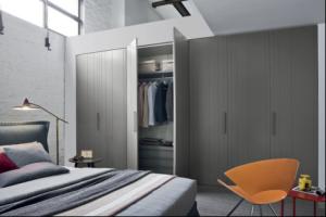 Quality Grey Design PVC Bedroom Wardrobe Flat Eased Edge ODM OEM wholesale