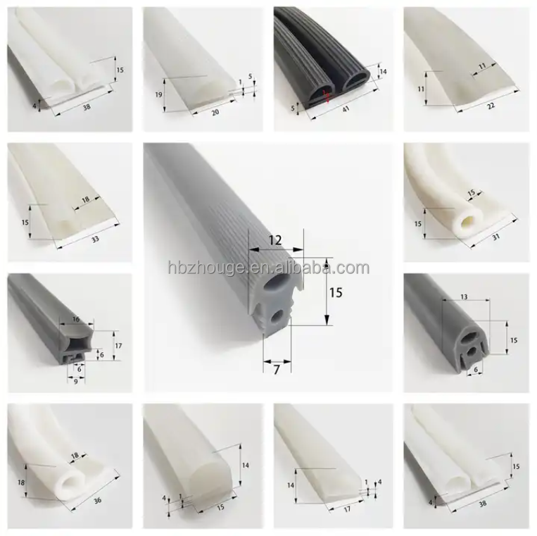 Cutting Extrusion High Temperature Silicone Rubber Seal Strip for Flexible E / B Type Shape