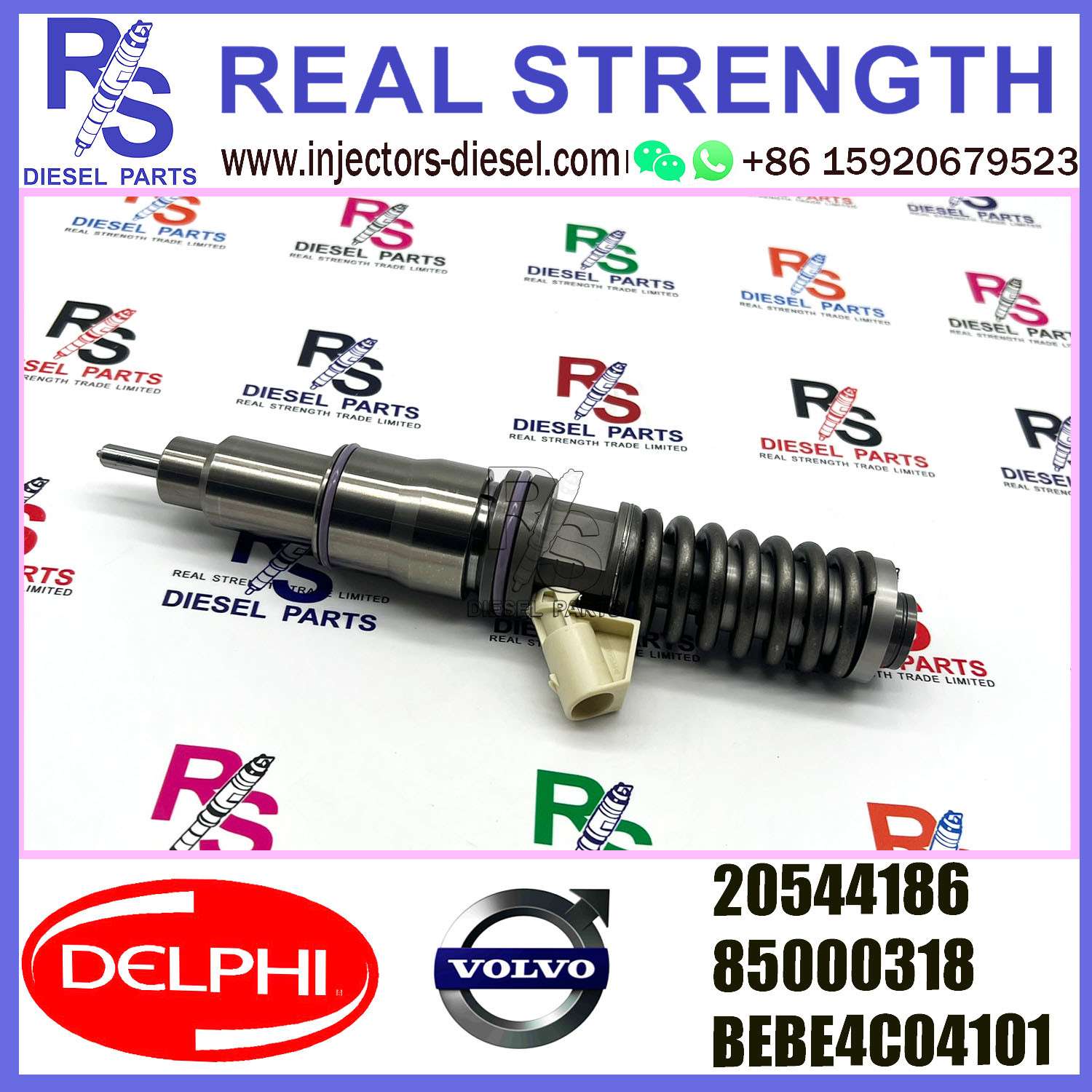 DELPHI 2pin injector 20544186 85000318 BEBE4C04101 Diesel pump Injector V-O-L-V BEBE4C04101 E1 for V-O-L-V 16 LITRE TRUCK