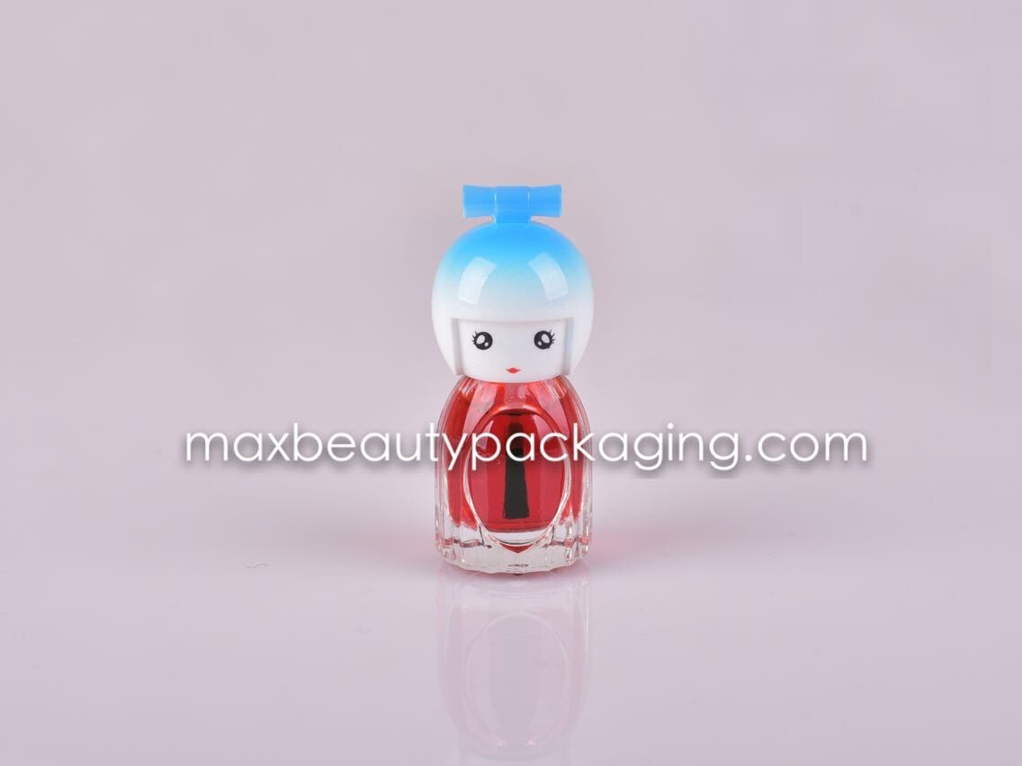uv coating cute icon nail polish cap 10ml nail polish bottle flat brush nail polish plastic cosmetic packaging