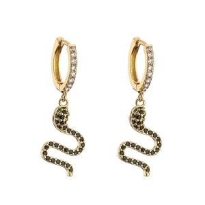 Quality ODM 18k Gold Jewelry Snake EarringsCustom Cz Zircon Gold Plated wholesale