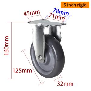 Quality EDL Medium Duty 5inch 150kg Plate TPU Caster by Rigid, Swivel and Brake type wholesale