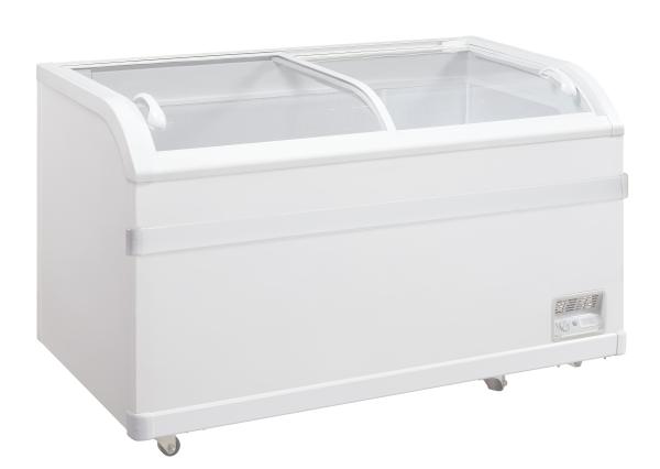 Energy Saving Ice Cream Display Chest Freezer , 528L Curved Glass Doors