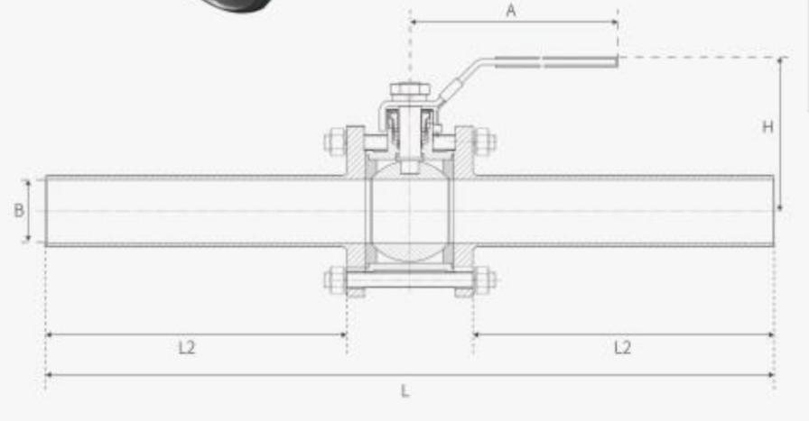 Stainelss Steel 3PC Ball Valve Extended Tube