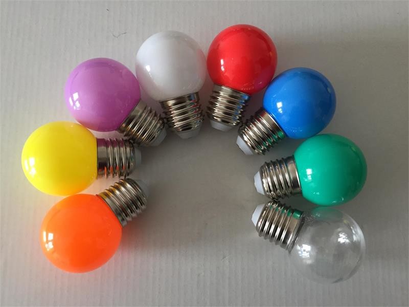 G45 bulb, belt light, party lights, lamps, B22/E27 bulb, white, warm white LED lamps, milk white PC cap, IP44, CE