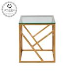 Square 55x55x55cm Stainless Steel Side Tables Clear Glass Home Furniture