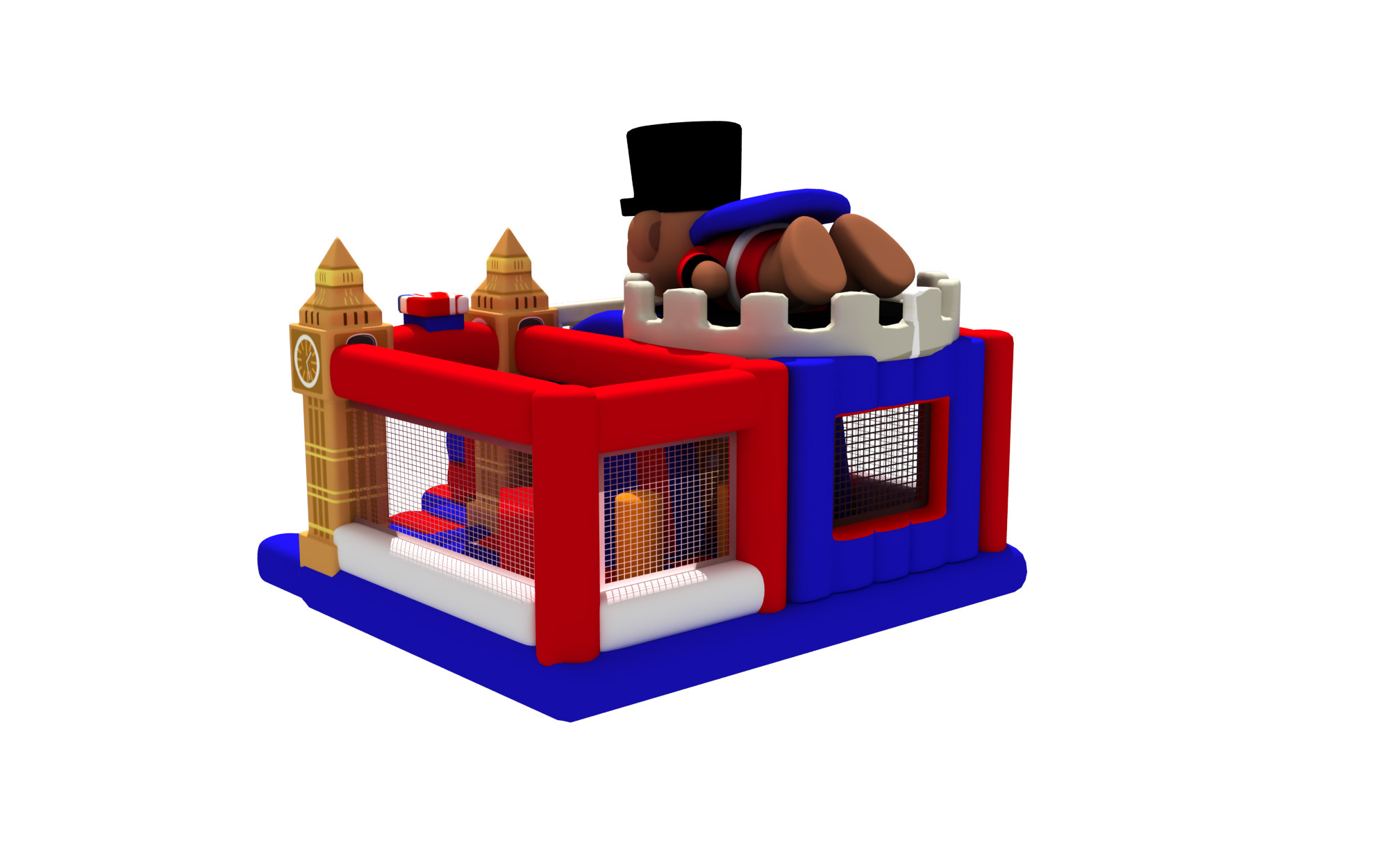 Fireproof Colorful Inflatable Combos Little Brown Bear Theme Castle Inflatable Bounce With Slide