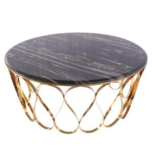 Quality 40cm Height Stainless Steel Round Table With Marble Glass Surface wholesale