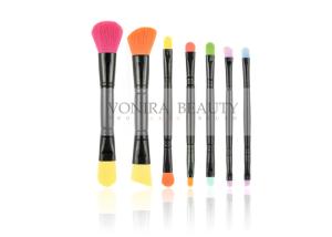 Quality Colorful Synthetic Makeup Brushes Double End for Travel With Black Roll Case wholesale