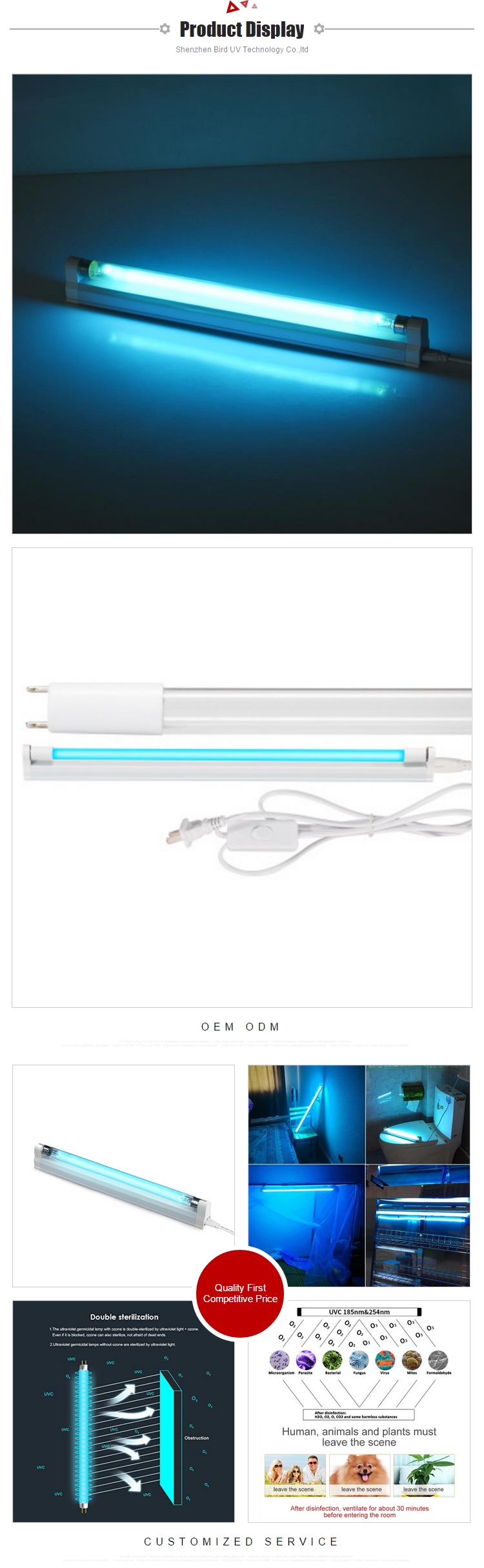 Ozone Indoor Quartz T6 Germicidal 30w UV Disinfect Lamp