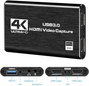 Quality Aluminum Shell HDMI Video Capture Device 3.5mm 4K 1080p 60fps Capture Card USB3.0 wholesale