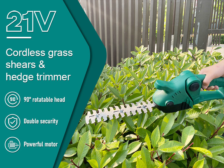Effortless Gardening Lithium-Powered Hedge Trimmer With Replaceable Grass Cutter Blades