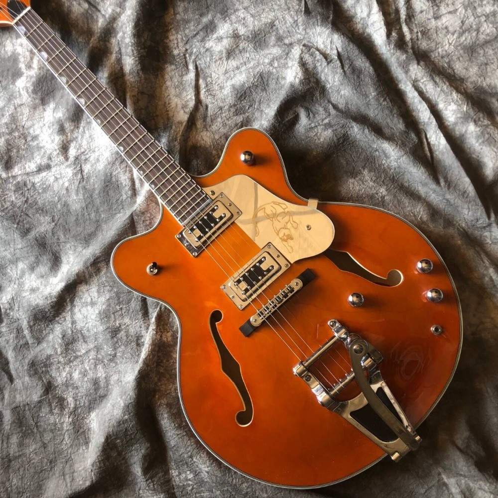 Custom double F hollow body Jazz electric guitar 6 Strings,Rosewood fingerboard, Gold hardware gitaar,China Muscial Inst