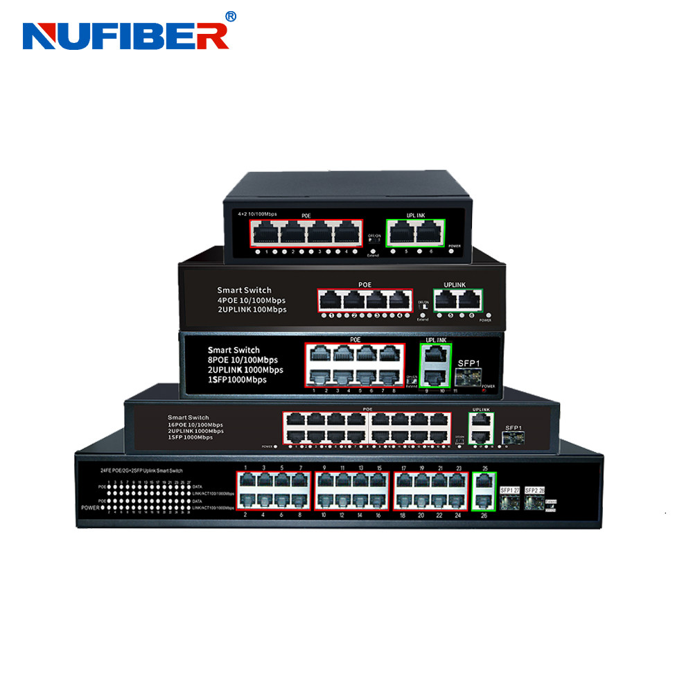 NF-PSE5204F Fast and Forward POE Powered Switch 10/100M 4 POE Port 2 Uplink Port 6 Port Network Switch with Power Priority Mechanism