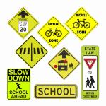 Pedestrian Bicycle Crossing Ahead School Zone Retro Reflective Safety Signs 1mm