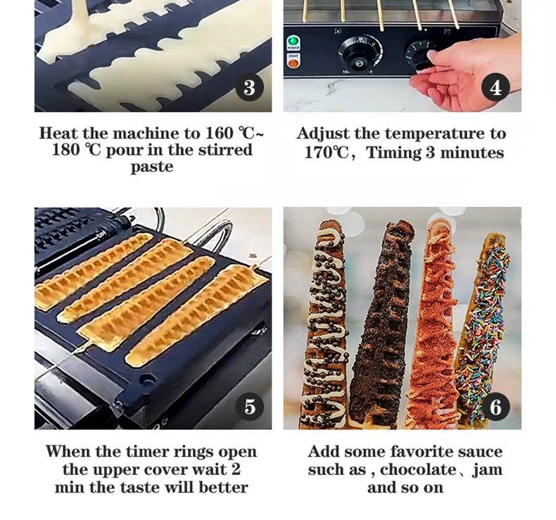 TCG-804W Tree Shape Waffle Makers 4pcs Waffle Machine Lolly Stick Waffle Non-stick Coating