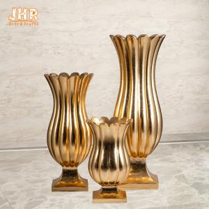 Quality Fiberglass Plant Pot Homewares Decorative Items Indoor With Gold Finish wholesale