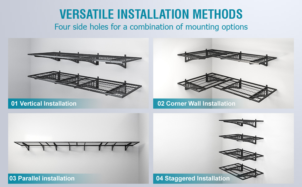 Garage Storage Rack System 2x3ft Floating Adjustable Wall Grid Frame Shelves Brackets