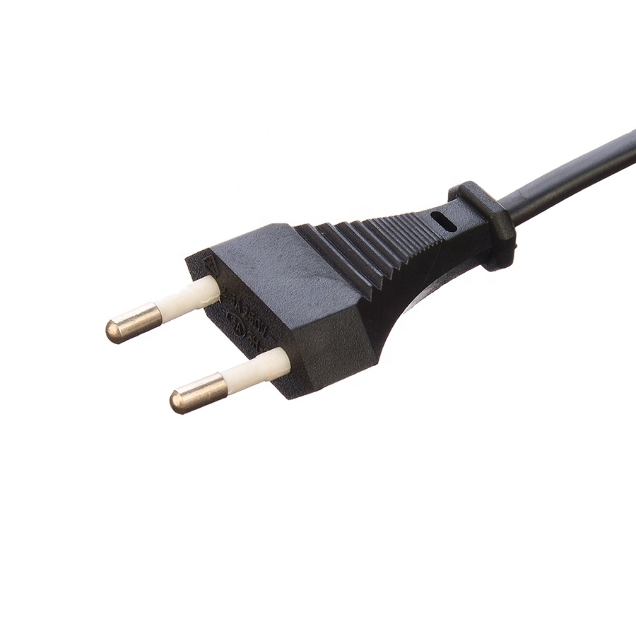 Non-Grounding European VDE 2 Prong Round Pin 2.5A Waterproof Plug Power Cord Extension Cords for Black Electrical Kettles