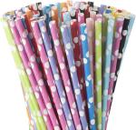 10 Colour Polka Dots Durable Recyclable Paper Drinking Straws