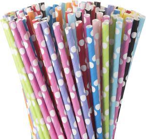 Quality 10 Colour Polka Dots Durable Recyclable Paper Drinking Straws wholesale