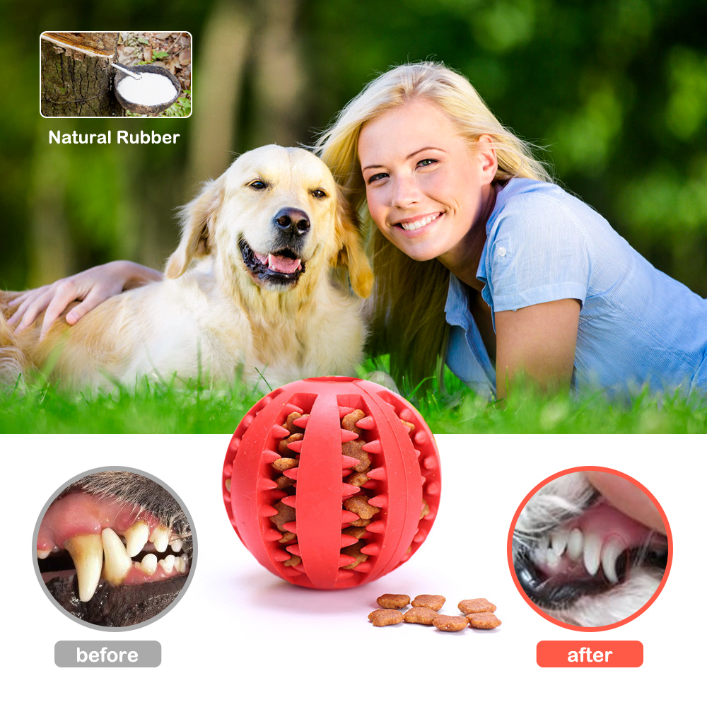 Dog Chew Toys Tpr Rubber Puppy Treat Toy Ball Feeding Ball For Pet in Light blue/yellow/red/dark blue/orange/green Colors
