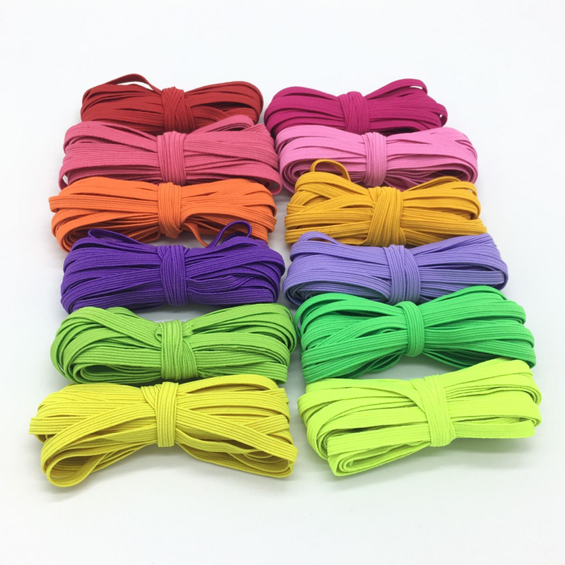 Wholesale flat elastic band tape for note book 6mm bundle packing colorful elastic cord