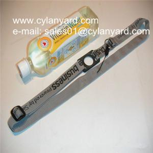 Quality Custom printed polyester neck lanyard with water bottle holder loop, wholesale