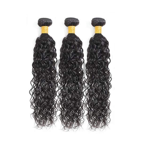 Natural Black Water Wave Remy Human Hair Bundles Sew In Weave Bundles Brazilian