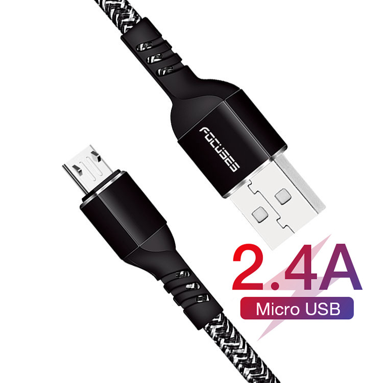 2.4A 6ft Micro USB Data Transfer Cable For Android Phone