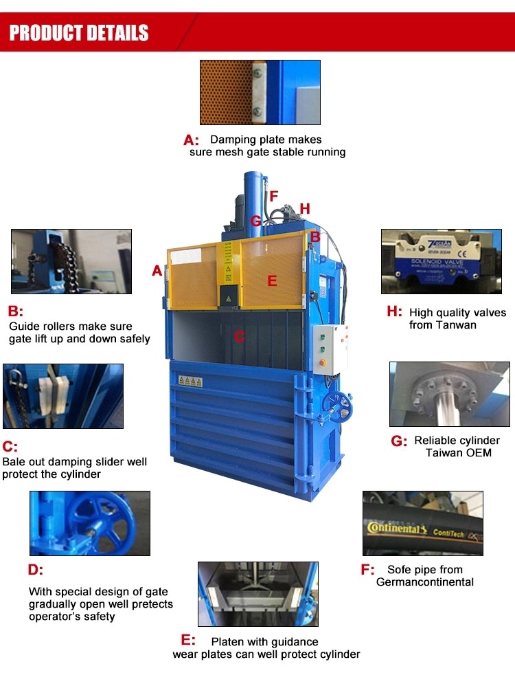 Vertical Hydraulic Baler Scrap Metal Baler Tire Baling Baler Machine For Sale