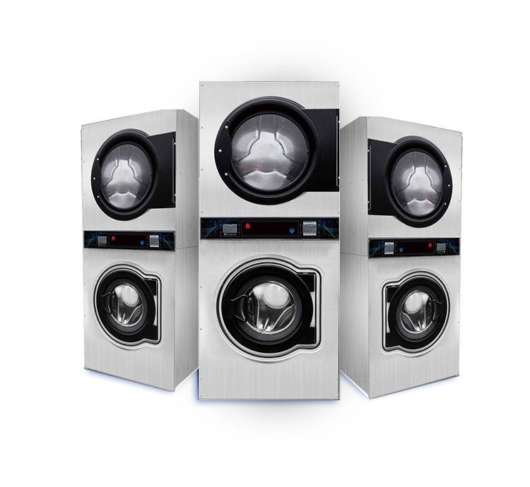 Electric Heating Commercial Coin Operated Stacked Washer And Dryer Machine for Hotel