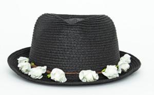 Quality BLACK FLORAL TRILBY HAT wholesale