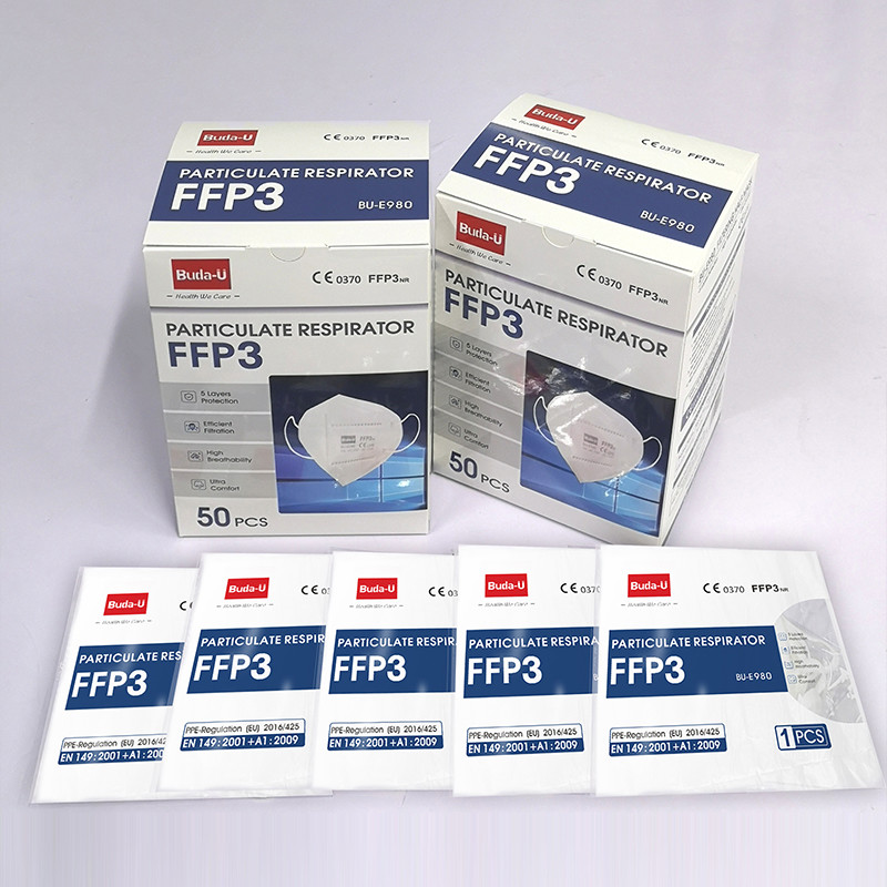 Buda-U FFP3 Face Mask , FFP3 Respirator Mask , Particles Filtering Mask For Respiratory Protection , Without Valve