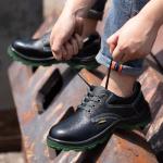Microfiber Industrial Safety Shoes Iron Toe Black Pu Boots Unisex
