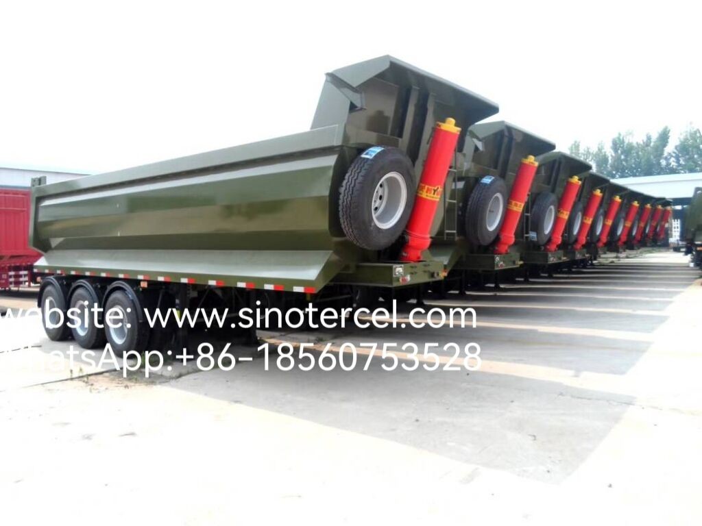 3 Axle Hydraulic Dump Tipper Semi Trailer Time Saving Convenient Rectangular Container U-shaped Container Available