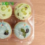 4 Hole Plastic Cupcake Packaging With Transparent PET Hinge Clamshell