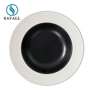 Quality Brushed Black And White Straw Hat Porcelain Plates Western Food wholesale